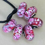 Red White Flowers Cala Lily Daisy Single Core European Murano Glass Beads Charms