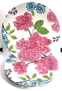 Set of 4 Target Home Melamine Dinner Plates Pink Carnation Patio Camper RV-FLAW