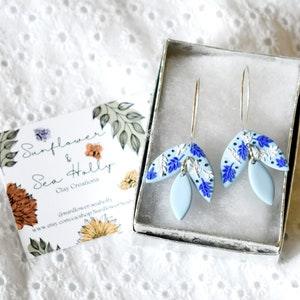 Blue Leaf Hoops