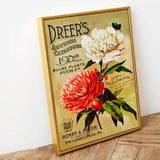 Peony Print with Frame  | Advertising Garden Flower Seeds | Vintage Flower Photo Print Framed | Poster Print | Painting Poster Print