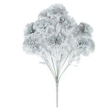 16" Metallic Silver Artificial Carnation Floral Bush
