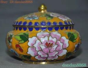 China Chinese bronze Cloisonne flower peony Tanks Crock tank pot canister jar