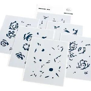Pinkfresh Studio Stencils 4.25"x5.5" 6/Pkg-Peony Fantasy PF153722