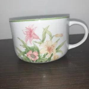 Soup Cups Unit of 1 Jade Lily Porcelain Shafford 1970 Japan Vntg 14 oz  Handle