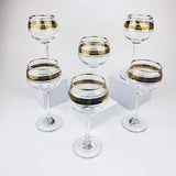Vintage Mid Century Gold Textured Vine Drinking Glasses/Goblets - Set of Six (6)
