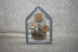 House Shaped Beveled GLASS SUN CATCHER Dried Flowers LASTING IMPRESSIONS Hanging