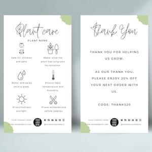 Editable Plant Care Card Template, Succulent Care Cards, Plant Care Tags Inserts, Indoor Plant Care Instructions Printable