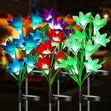 1-6PCS Solar Power Lily Flower Lights Outdoor Garden Stake 4-LED Landscape Decor