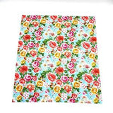Rose Lily Bouquet Fabric Piece 100% Cotton 20.5" x 17.5" Cut Blue Background #1