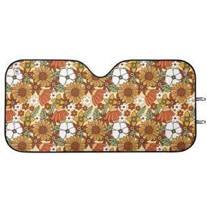 Hippie Floral Windshield Sun Shade, Boho Flowers Windshield Sunshade, Sunshade for Car, Sun Visor for Car Windshield, Front Window Cover