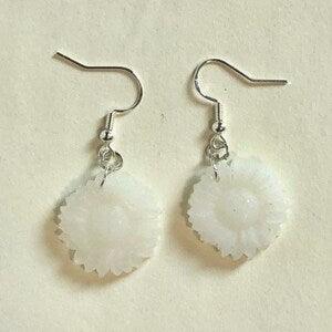 White Transparent Recycled HDPE Sunflower Earrings - CFE3