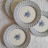 Ironstone Rose Bouquet Plate Johnson Bros Blue transferware / Assiette Rose Bouquet Johnson Bros
