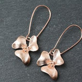 Rose Gold Flower Earrings, Bridesmaid Gift, Orchid Earrings, Rose Gold  Flower Dangles, Orchid Jewelry, Small Earrings, Bestfriend Gift
