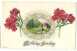Red carnation Birthday Greeting Floral Flower Postcard
