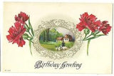 Red carnation Birthday Greeting Floral Flower Postcard