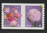 Canada New 2023 Ranunculus Pair Coil Stamps Die Cut to Shape MNH