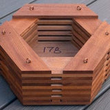 178. Salvaged Sapele Wood Hexagonal Hanging Basket Planter for Orchids, Bromeliads, Ferns, Cacti, Other Epiphytes and Succulents