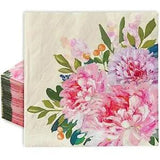 80 Pack Peony Paper Napkins Disposable Watercolor Pink Purple Flower Luncheon