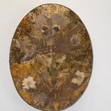 Vintage 1983 Dried Flower with Gold Leaf Background & Leather Backing Wall Decor