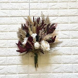 Boho Burgundy Ivory Black Pampas Wedding Boho Bridal Bouquet Ivory Wedding Bouquet Dusty Greenery Artificial Flowers Bridesmaid Bouquet