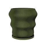 Planter Pot With Drainage, Avocado Green Ola Design for Small and Large Plants [Water Plate Included] Outdoor and Indoor use Plant Pot