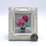 Bouquet of two Pink Peonies Framed Miniature Watercolor Art Print by James Steeno Mini Art, Small Art, Tiny Art, Floral Art, Peony Art