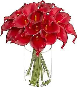 New Listing 20 Pcs Lily Artificial Flower Arrangements with Vase, Calla Lily Artificial