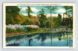 Postcard Iris Easter Lily Flower Swan Lake Sumter SC 1940s Unposted Linen