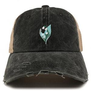 Stitchfy Bell Orchid Patch Frayed Bill Trucker Mesh Back Cap(SF-AP0030-NIS-GN-1012)