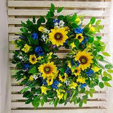 Ukraine Yellow Sunflower Blue Cornflower Spring Summer Flower Floral Patriotic Outdoor Outside Porch Front Door Decoration Wreath