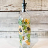Sunflower Dish Soap, Olive oil Dispenser Bottle for Kitchen. 16oz hand painted. Great gift idea