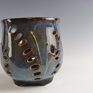 Blue Rutile Orchid Pot/Luminary 5 5/8" Diameter x 5 1/2" High
