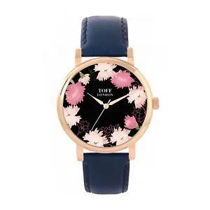 Toff London TLWS-37078 Ladies Pink Carnations Flower Watch