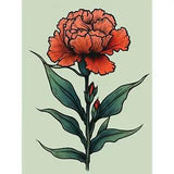 Carnation Old School Flower Tattoo Americana 50s Huge Wall Art Print 18X24 In