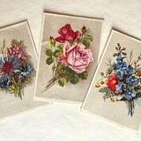 Vintage floral greeting cards, set of 3, 1940s or 50s