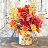 Sunflower fall  table centerpiece, farmhouse fall arrangement, autumn floral,  artificial flower home decor