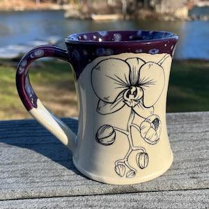 Ceramic Stoneware Orchid Flower Zen Garden Coffee Latte Tea Mug