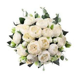 4 Pack Small White Peony Artificial Flowers, Cream Silk Fake Flowers Wedding