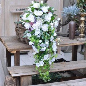 Rustic Princess Diana theme cascading wedding bouquet outdoor bouquet spring summer bouquet,rose ,sunflower peony gardenia bouquet