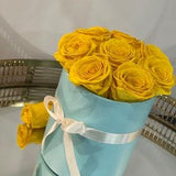 preserved roses, eternal roses, birthday, bouquet, gift for her, box of roses, flower box, one year roses, wedding gift, yellow roses