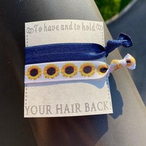NEW! Sunflower Hair Ties, bridal shower favors, wedding favors, summer hair ties, girls hair ties, hair tie favors, sunflower party favors