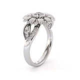 Unique Engagement Ring Natural Diamond 14K Gold Ring Sunflower Engagement Ring Camellia Jewelry