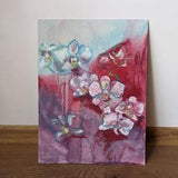 Stylized oil painting "Orchid on pink" by Nina Vasylieva (40*30cm)