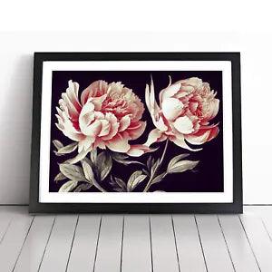 Flawless Peony Flowers Framed Wall Art Poster Print Home Decor Picture Large