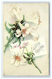 Postcard Easter Greeting Lilies White Flowers Posted