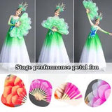 Peony Flower Hand Fan Dancing Play Costume Props Folded Fan Bamboo Bone Supplies