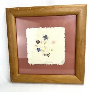 Vintage Wall Art Framed Pressed Dried Wild Flowers Handmade Signed 8.75??? x 8.75???