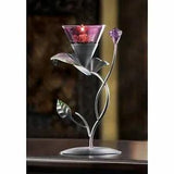 Iron Glass Dusky Lilac Lily Pad Botanical Tealight Candleholder