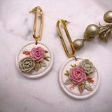 floral artisan earrings |floral clay earrings| wedding earrings |floral bouquet earrings|realistic rose earrings |White earrings