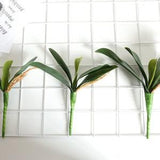 Real Touch Orchid Leaves Stem, Artificial Orchid Arrangement DIY, Silk Indoor Greenery for Flower Decoration, Faux Green Leaves, Small Plant